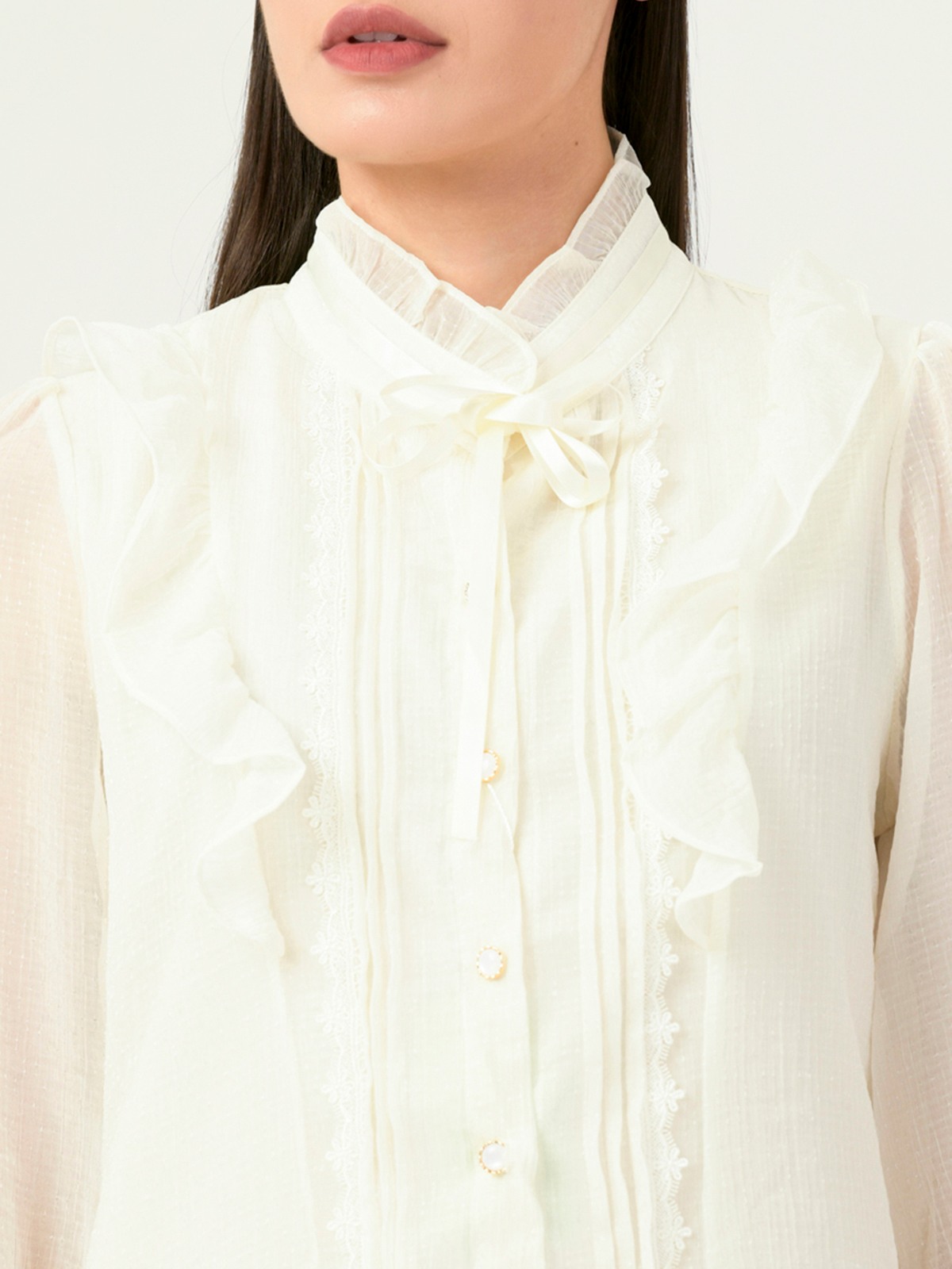 Albion Women Smart Premium Cream Blouson Top