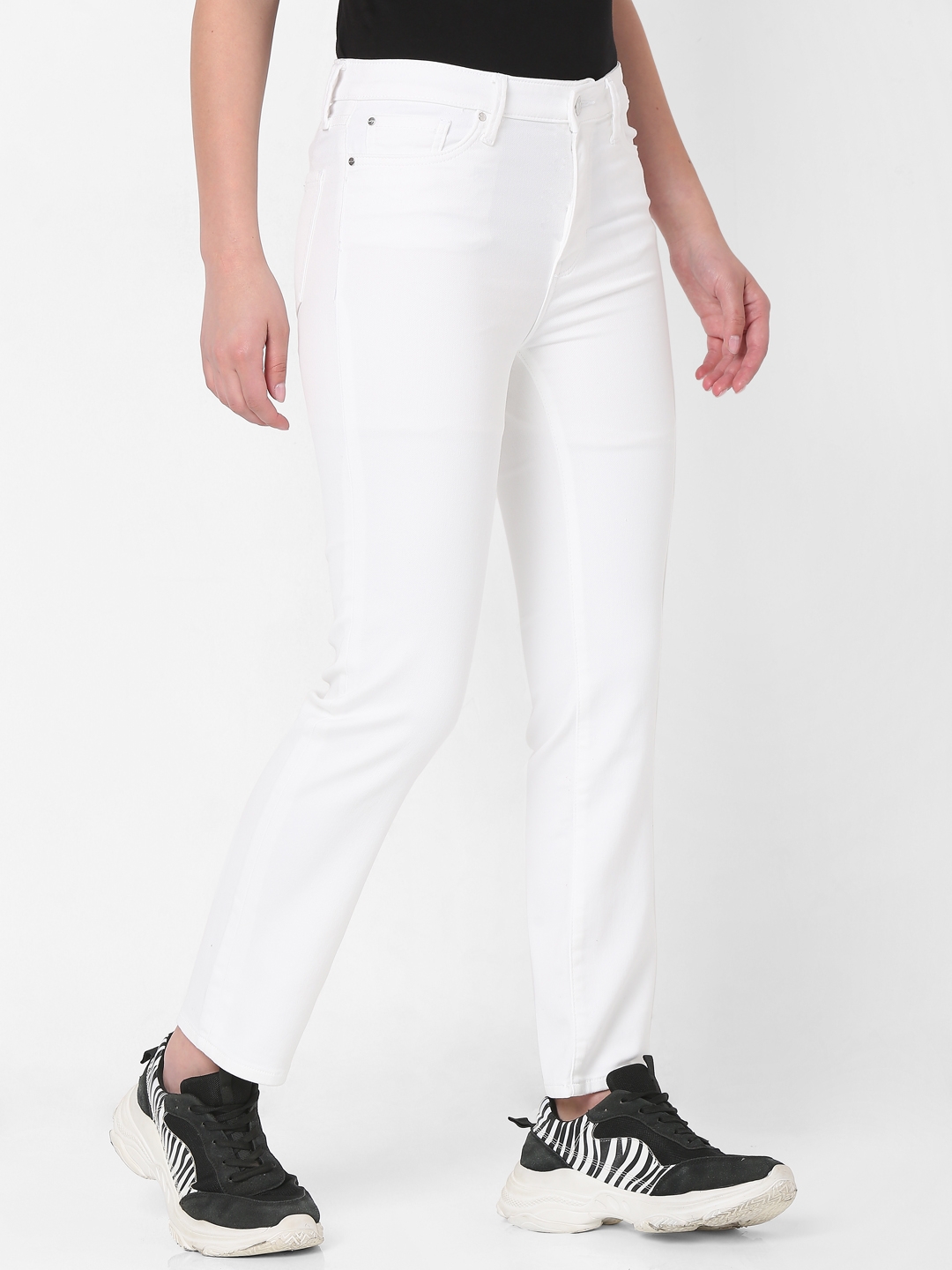 spykar | Women's White Cotton Solid Slim Jeans 2