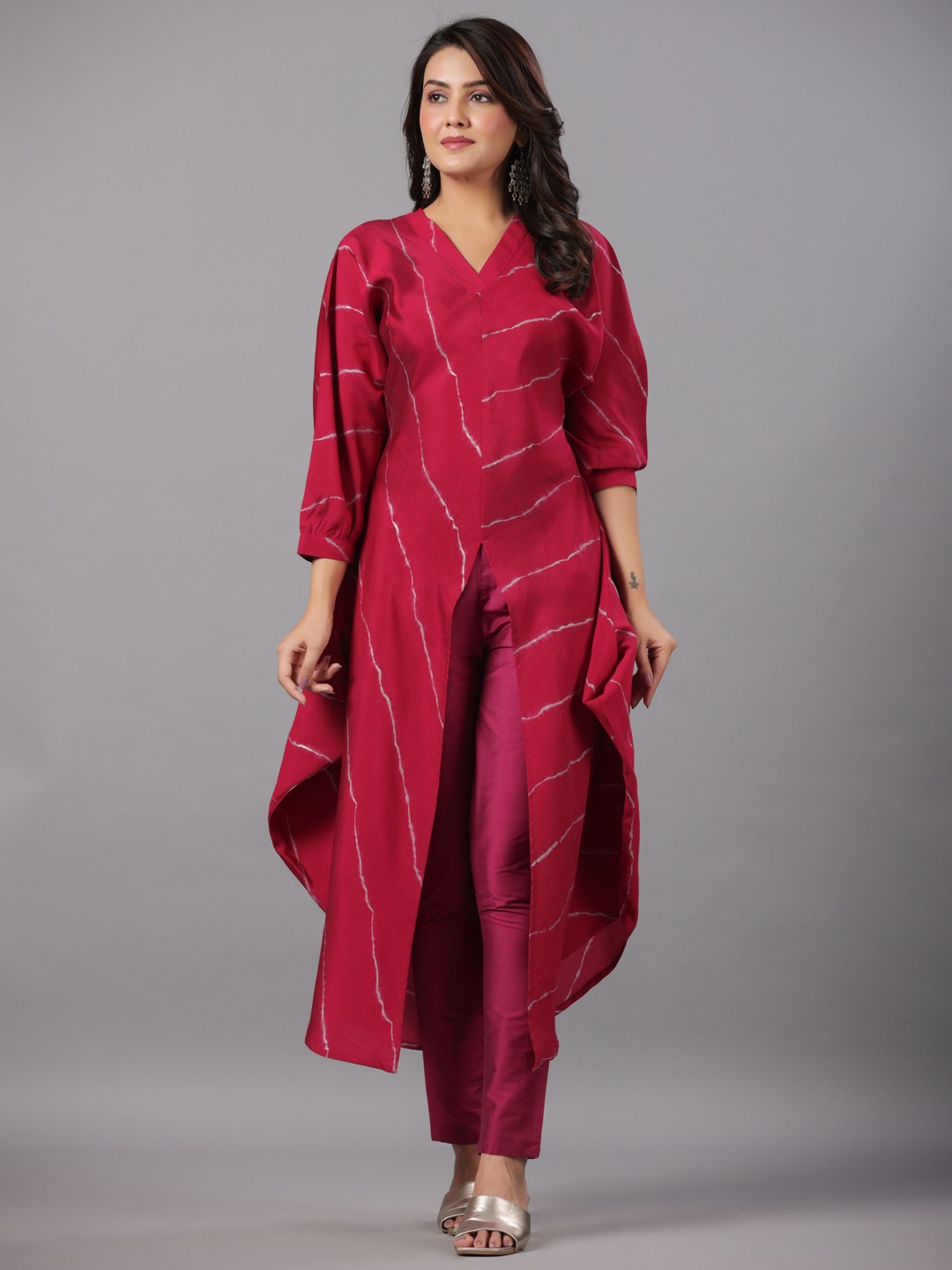 Pink Muslin Handkerchief A-Line Kurta With Pant