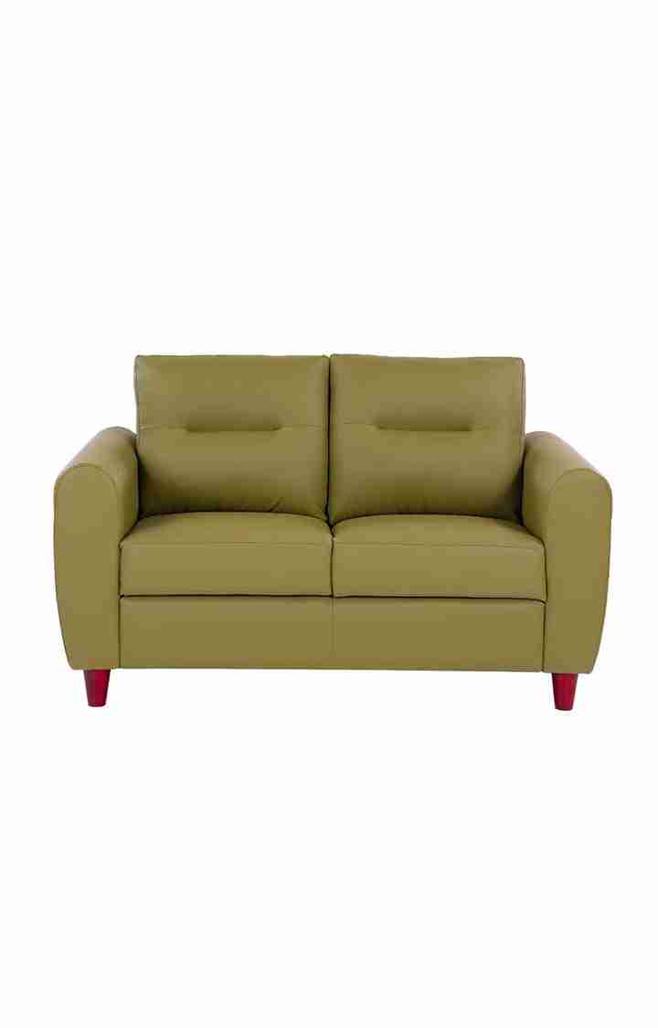 neudot Scott Sofa for Living Room |2 Persons Sofa|Premium Leatherette with Cushioned Armrest | Solid Wood Frame|2 Seater in Misty Green Color