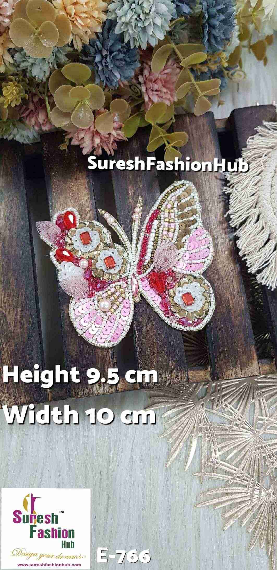Pink With Red Beaded Butterfly Patch