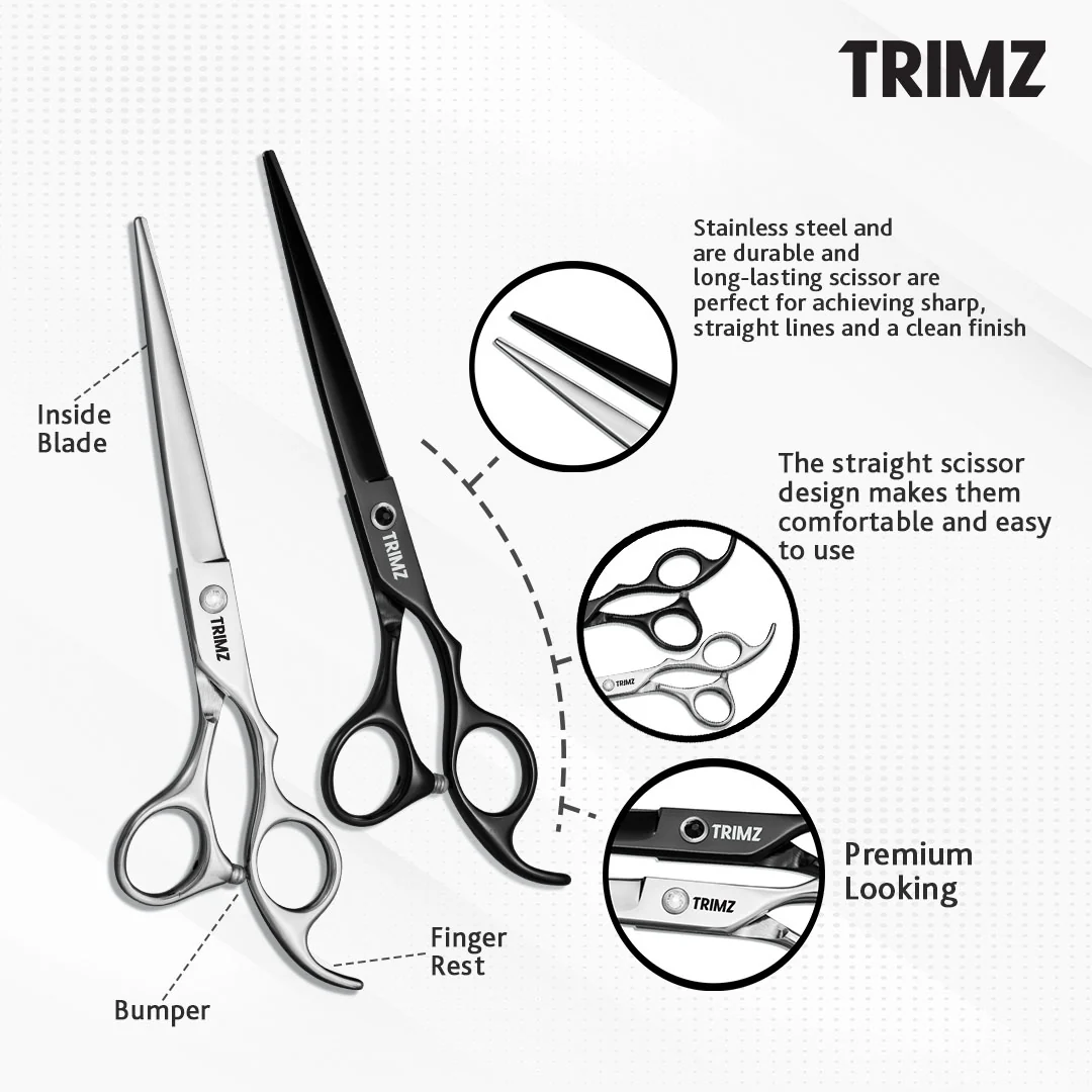 Trimz Scissors 7Inch Straight Sparkling, Silver