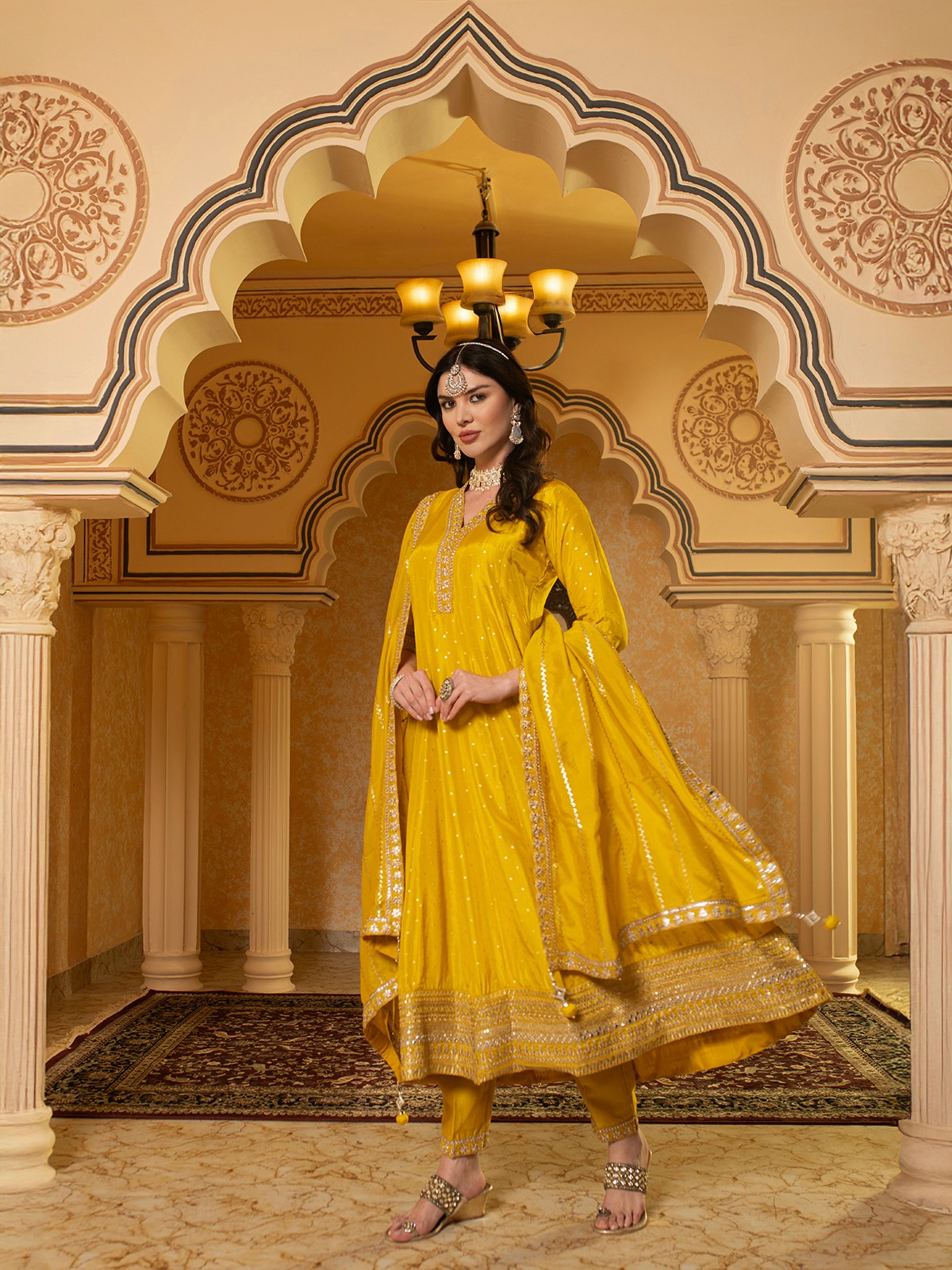 ALBION FANCY LADIES ETHNIC YELLOW KURTI SET