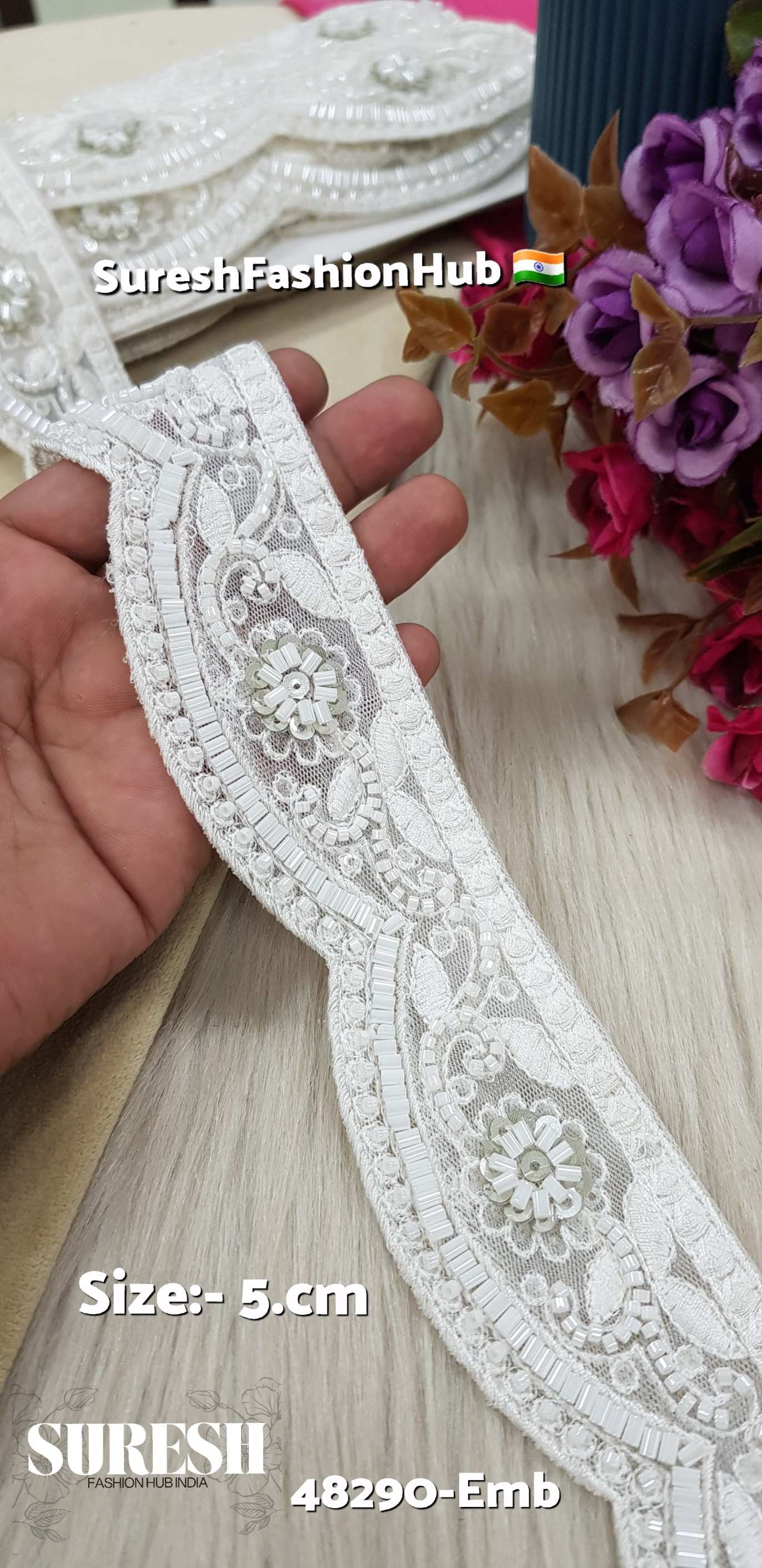 White Elegance Scalloped Lace – 48290-Emb