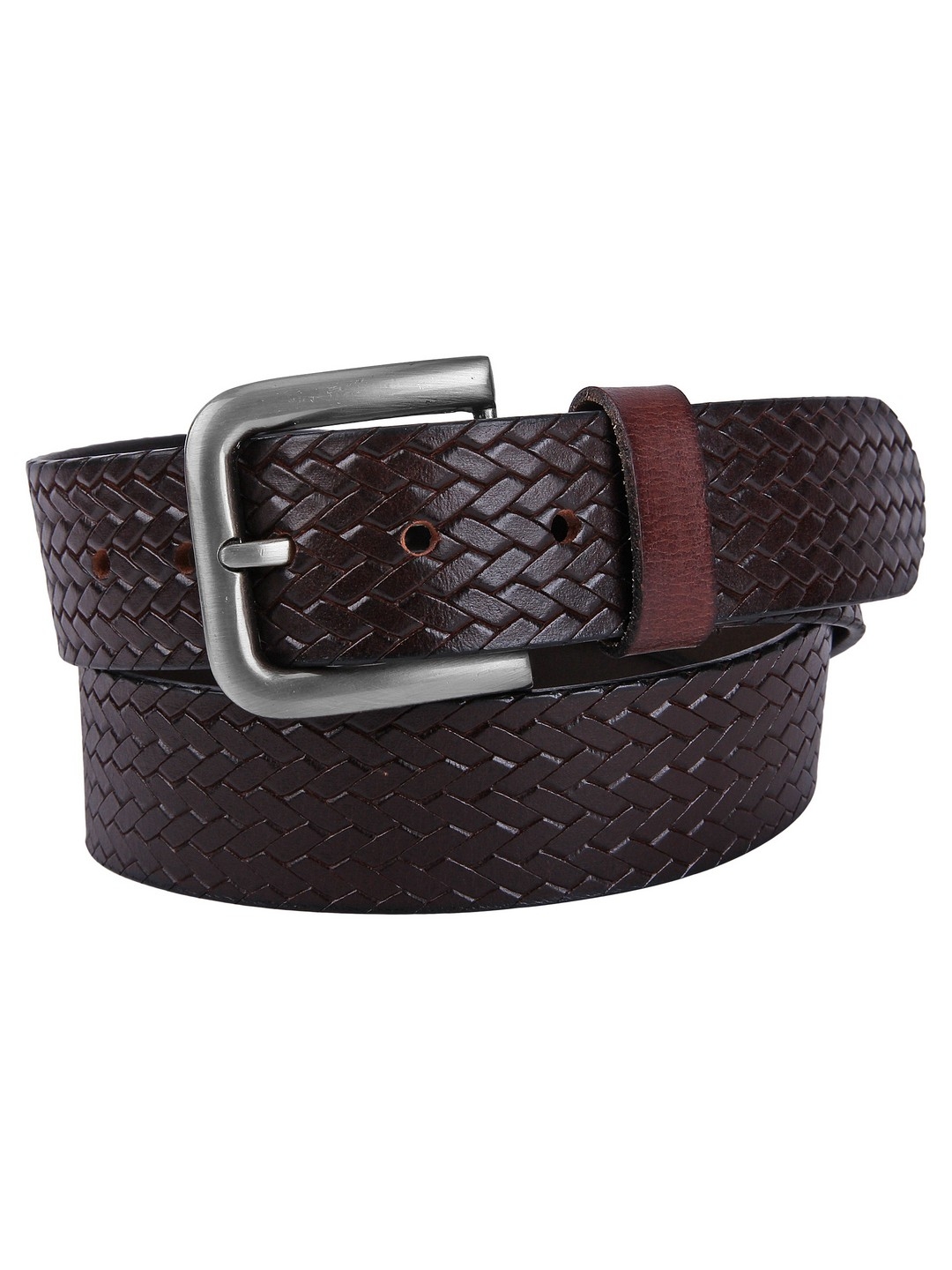 CREATURE | Creature Textured Print Formal/Casual Brown Genuine Leather Belts For Men 1