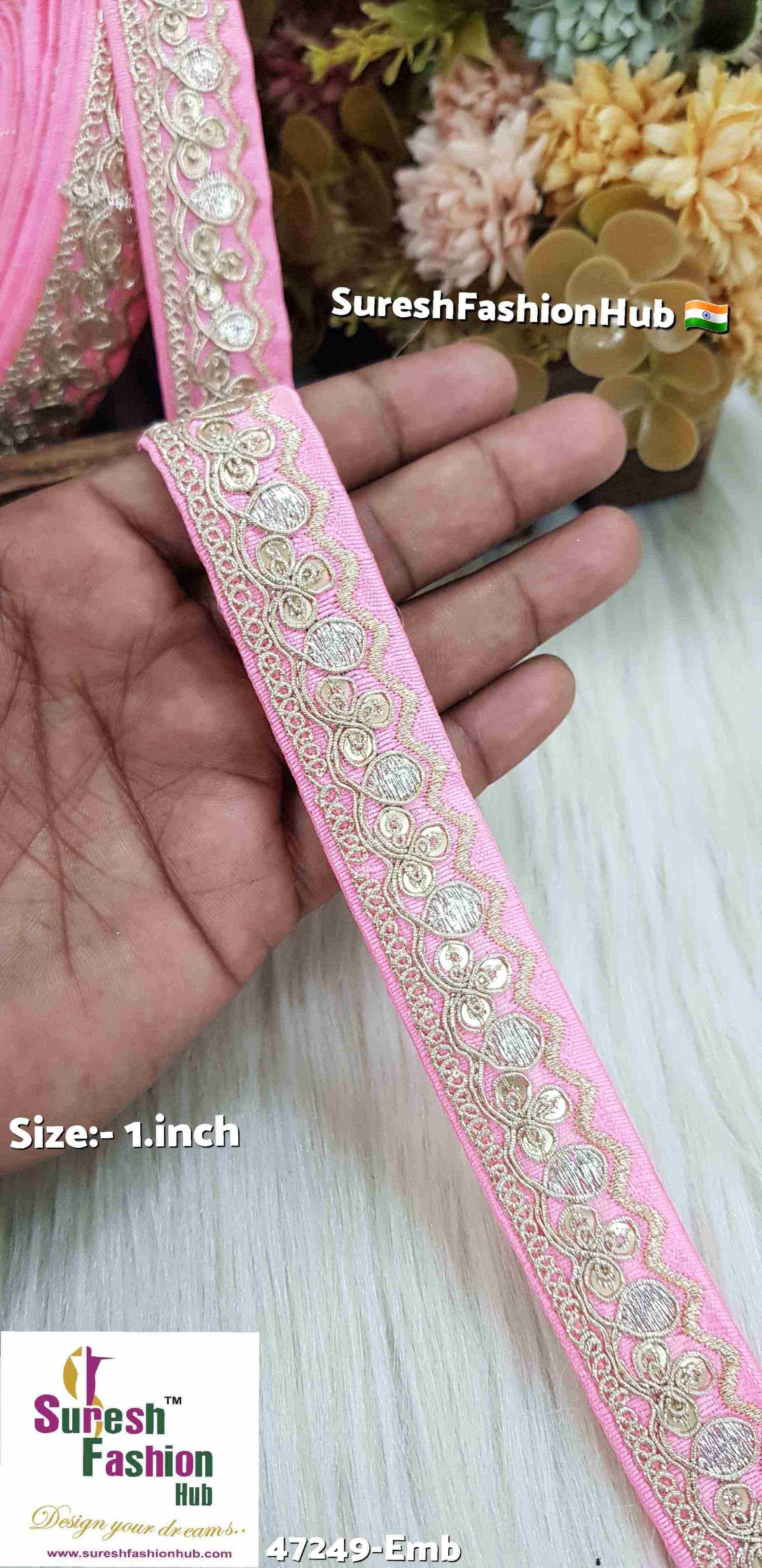 Baby Pink Floral Pearl Embroidery Lace