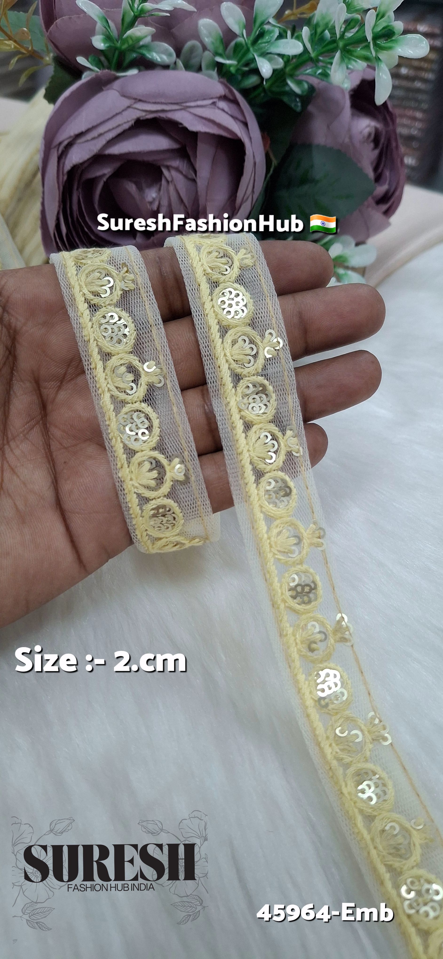 Lemon Yellow Tone-on-Tone Net Embroidery Lace