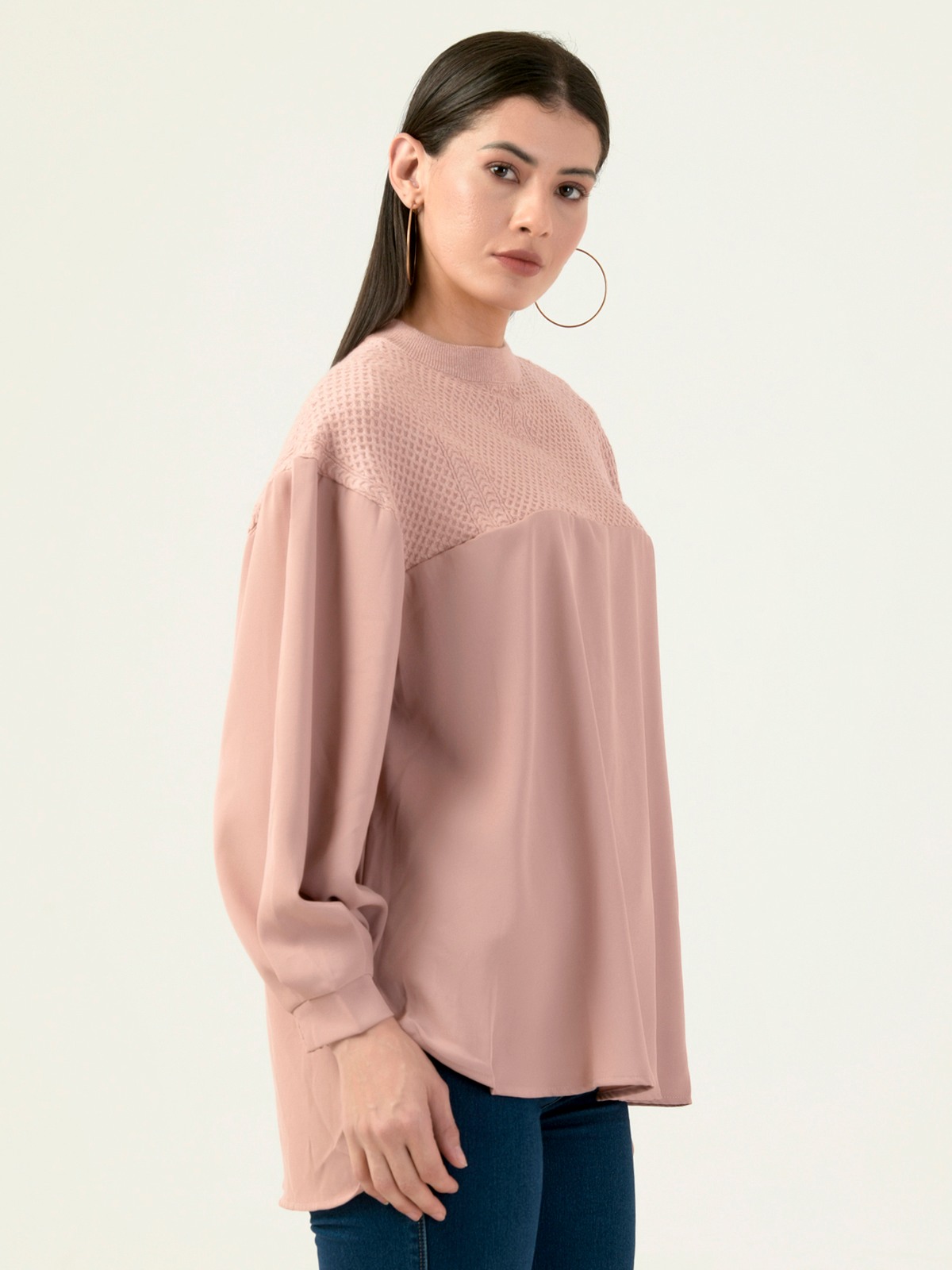 Albion Women Smart Premium Peach Blouson Top