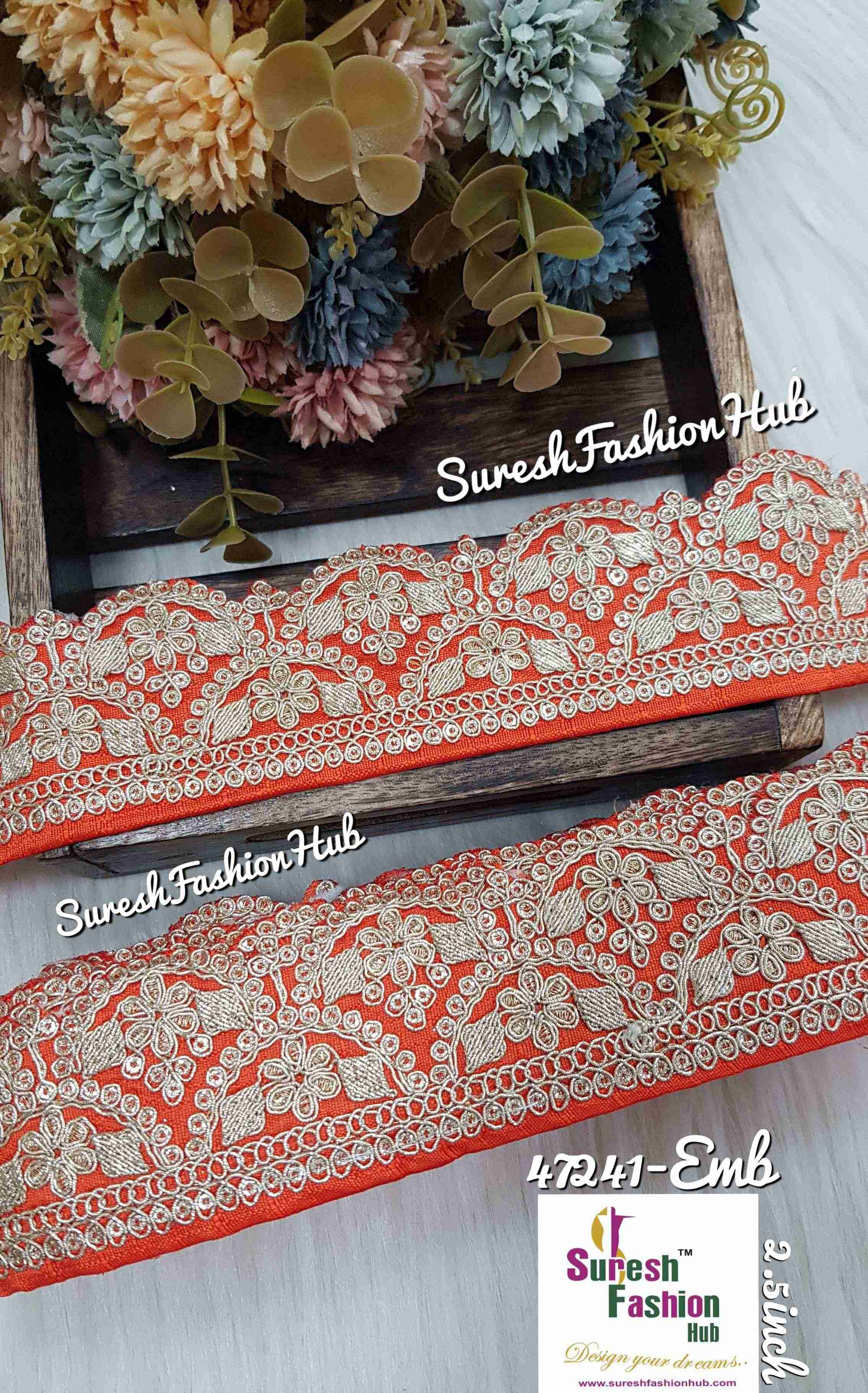 Orange Pearl Dori Scalloped Cutwork Lace