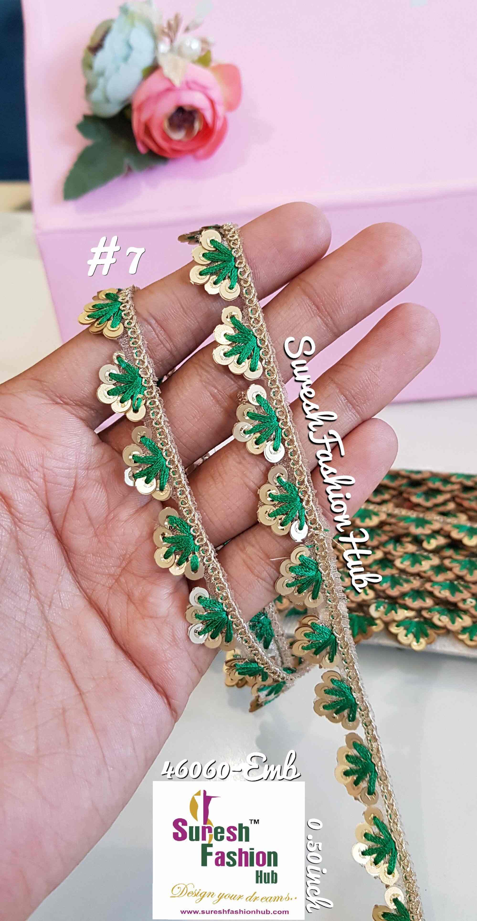 Green Gleam Sequined Organza Lace