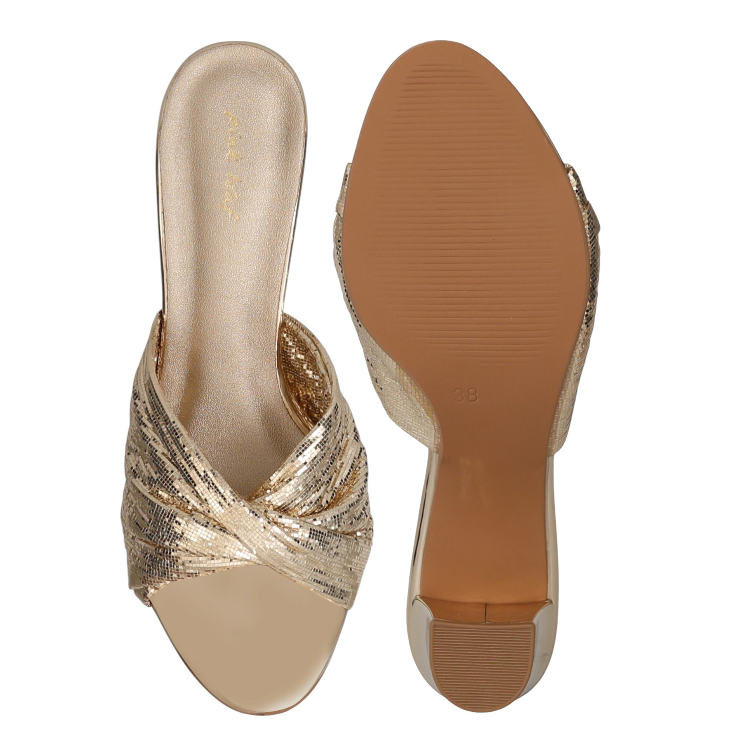 Women Golden Shimmer Rise Platform Sandals