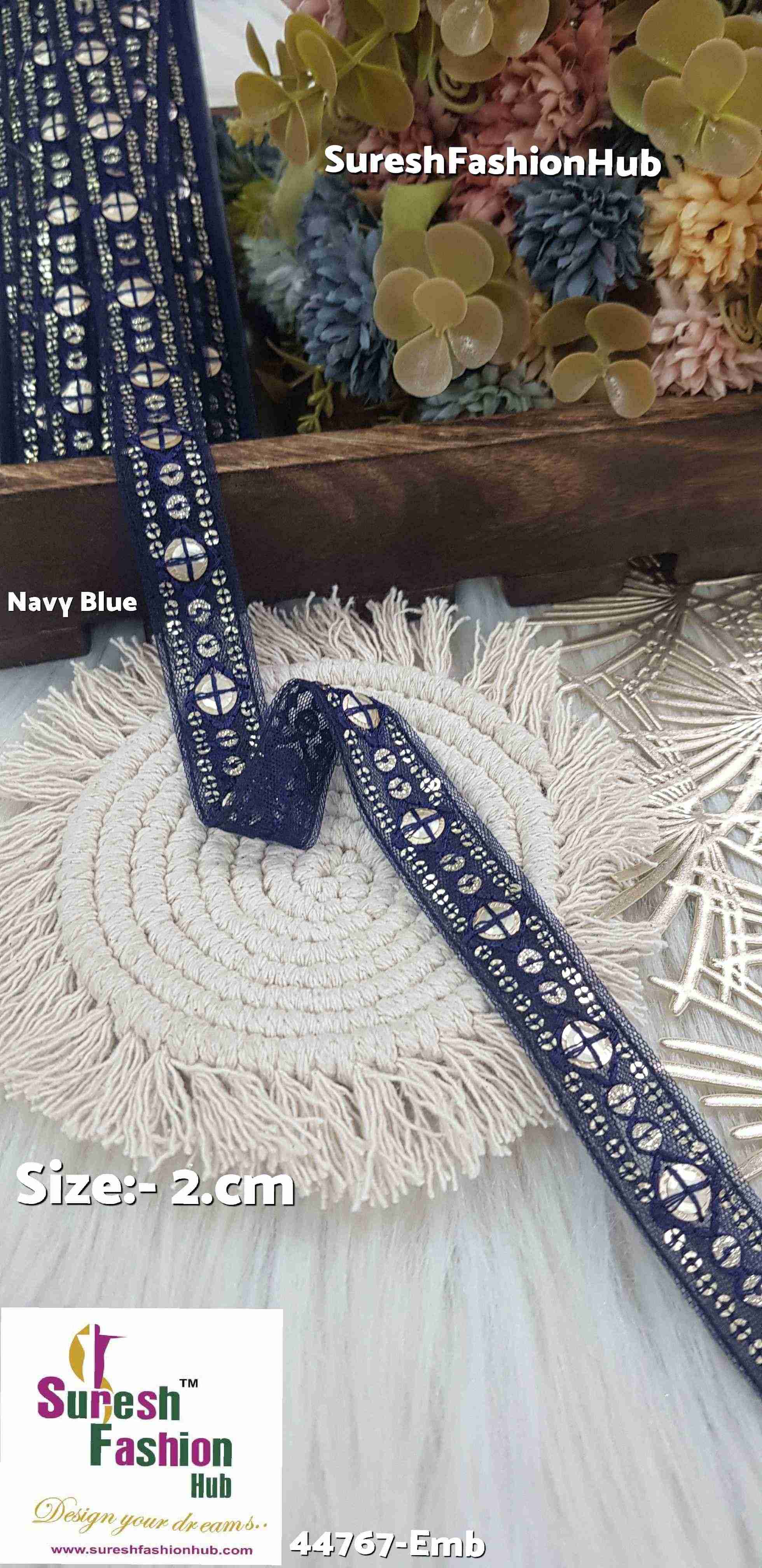 Navy Blue Net Embroidered Lace
