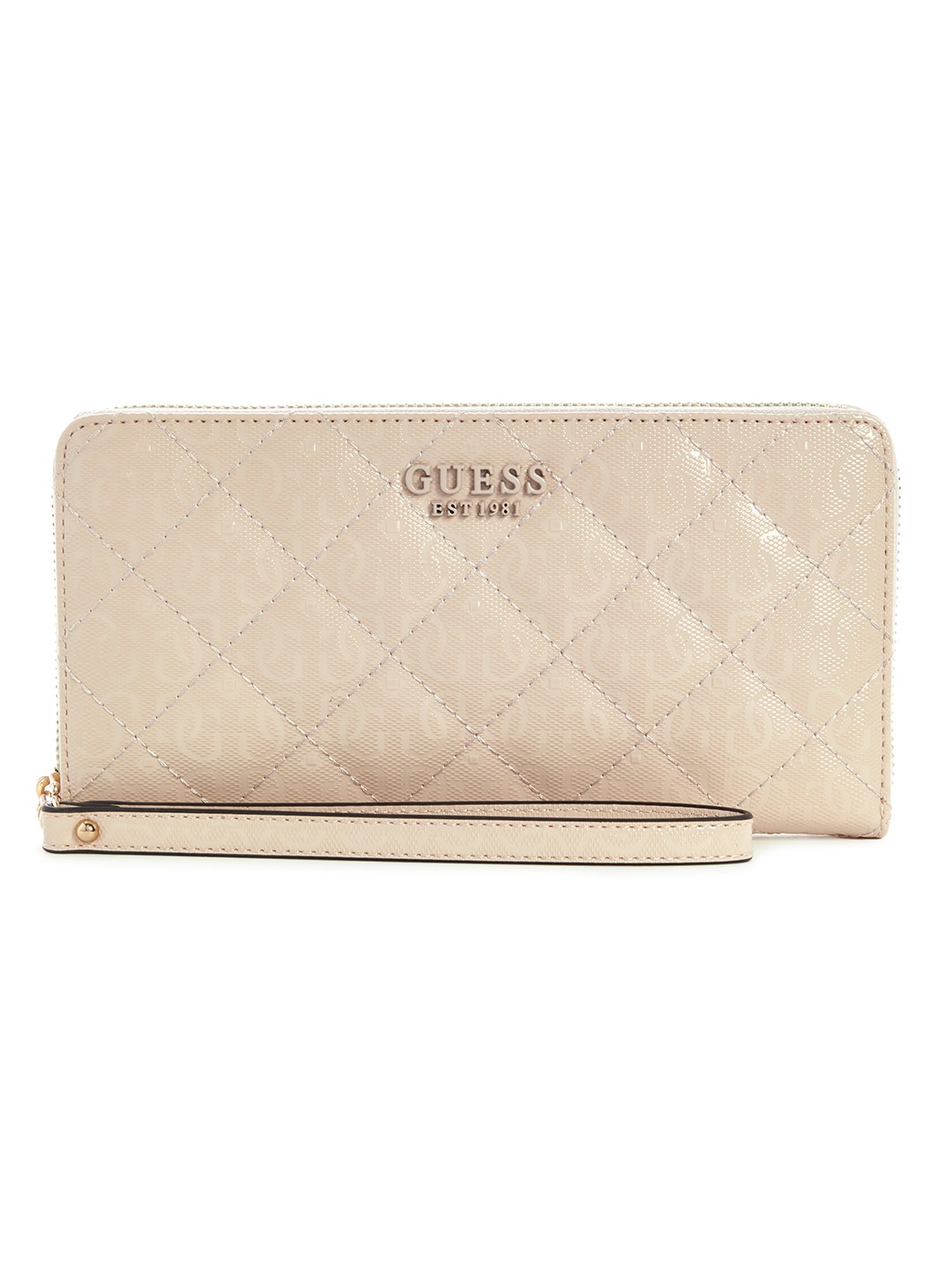 Sand Quilted Laurel Cheque Organizer Zip Around Wallet