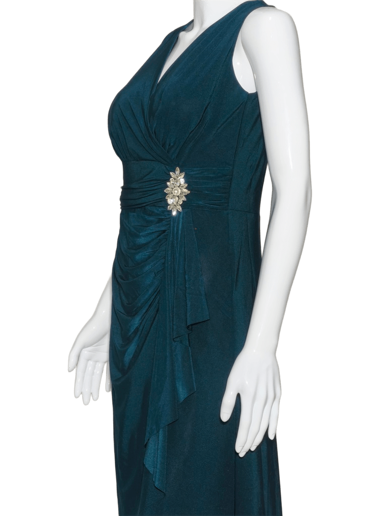 Zola Women's Dark Teal Sleeveless Ruched Midi Bodycon Dress
