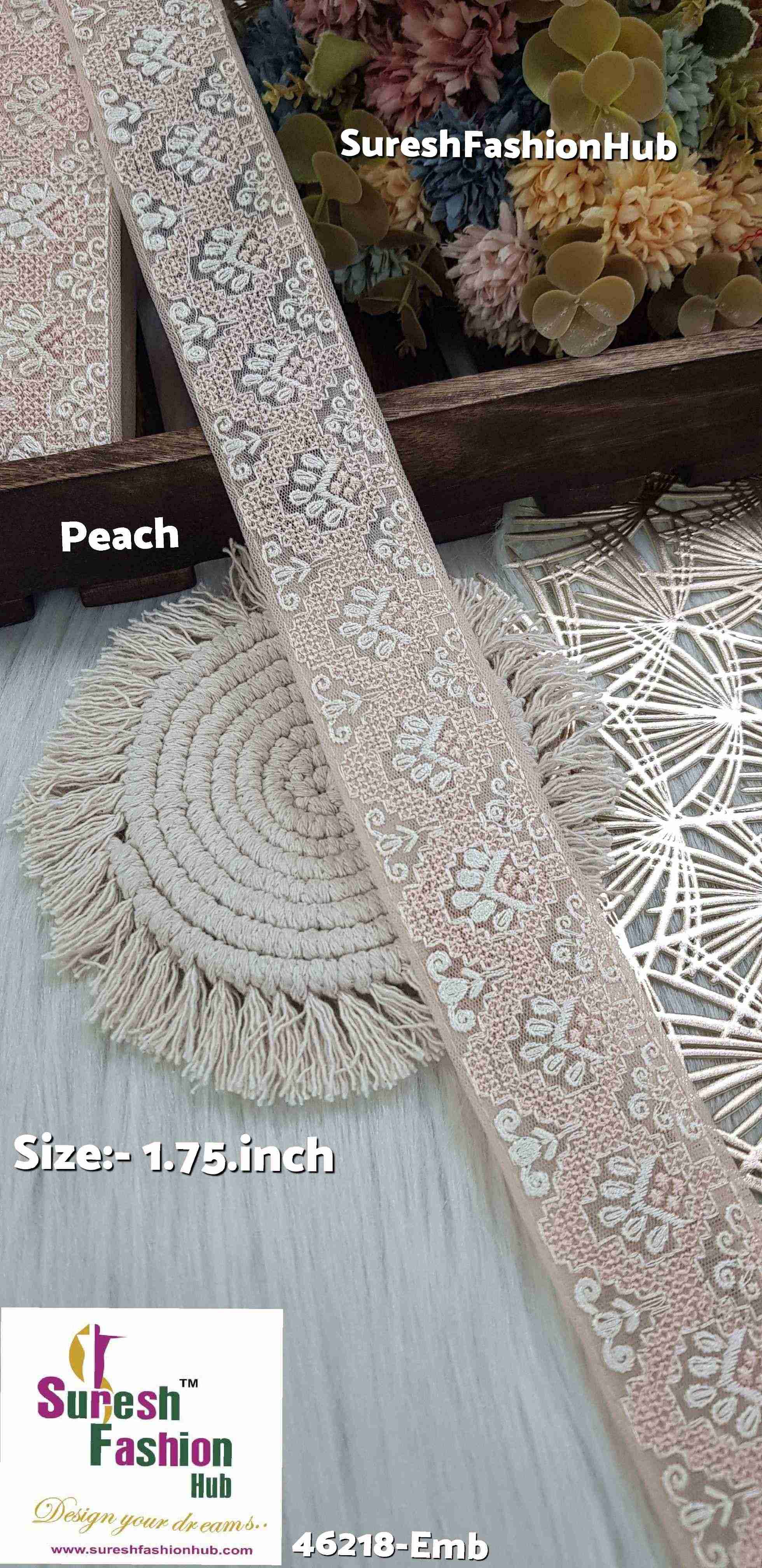 Peach Net Embroidery Lace