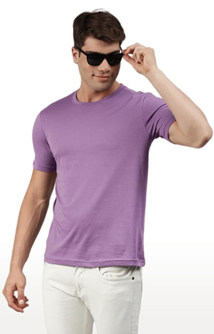 Men's Purple Solid Regular T-Shirt