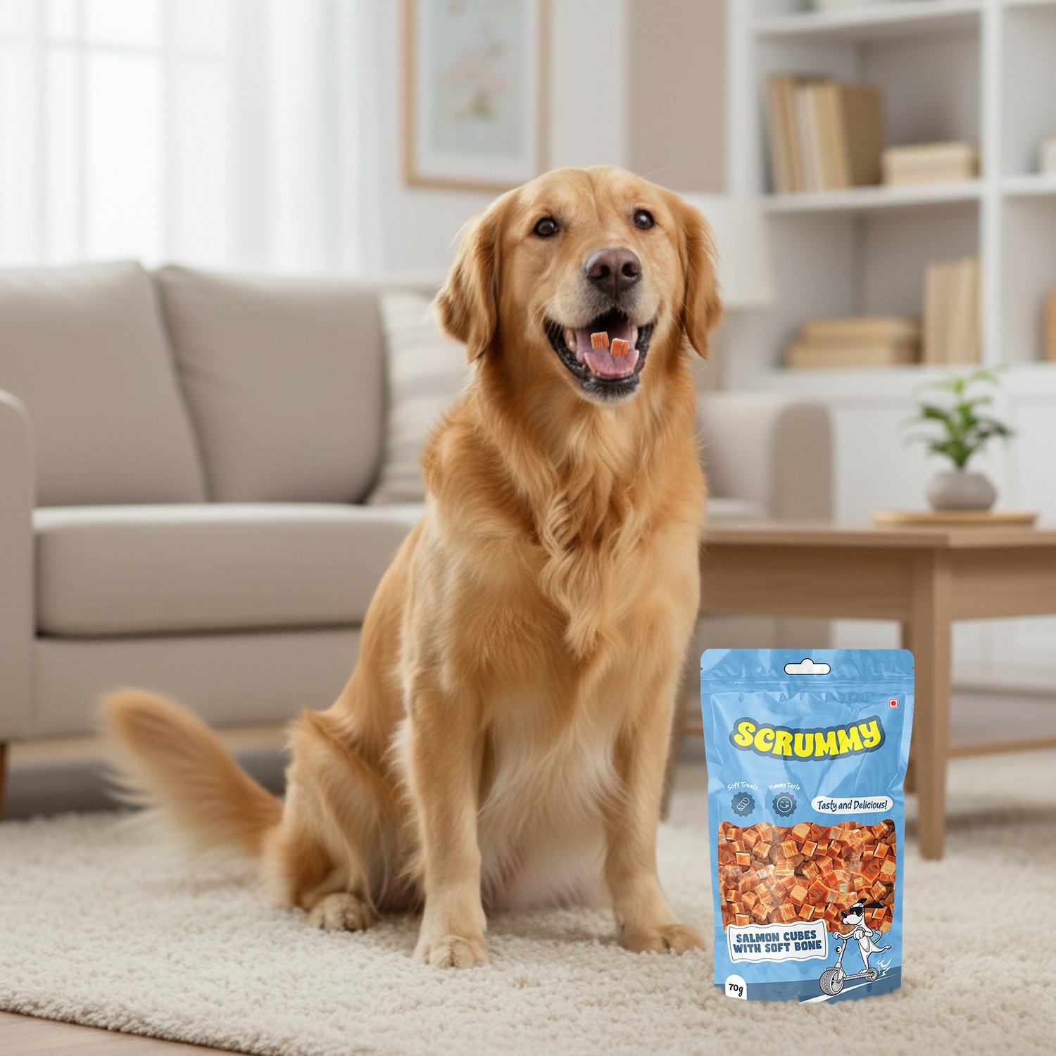 Scrummy Salmon Cubes with Soft Bone Dog Treats 70g