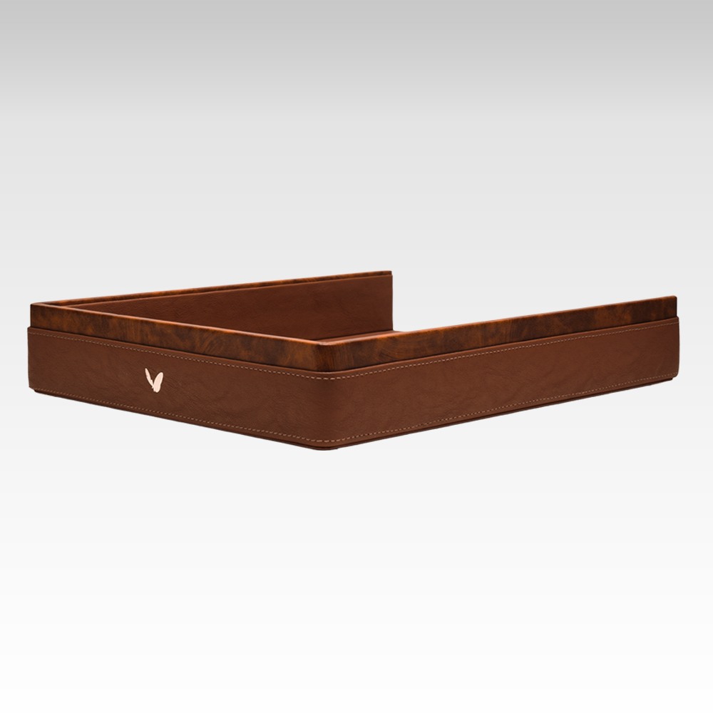 A4 Size Paper Tray / Letter Tray / Desk Organizer / Leather Office Accessory in Premium Faux Leather | Lycra Series | Camel