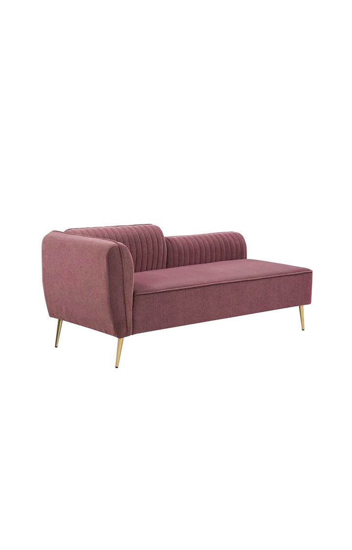 neudot Diva LHS Sofa Chaise Lounger with Golden Legs for Living Room|Bedroom|2 Person Sofa|Diwan|Premium Fabric | Solid Wood Frame|2 Seater (Colour : Ceramic Pink (DIY))