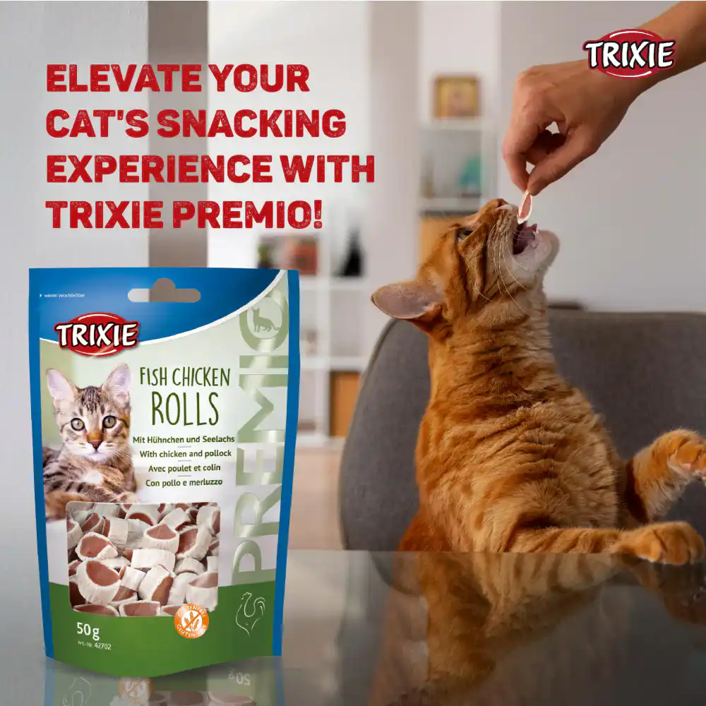 Trixie Premio Fish and Chicken Rolls Cat Treats, 50g