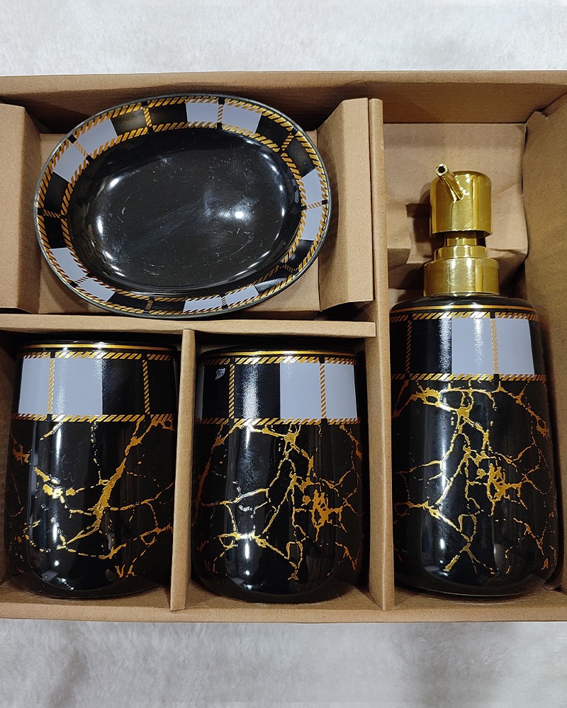 Black and gold online bathroom set