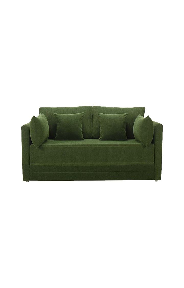 neudot Max Fabric Pull-Out Sofa Cum Bed for Living Room | 2 Seater Sofa Bed for Drawing Room & Bedroom | Diwan | Emerald Green Color