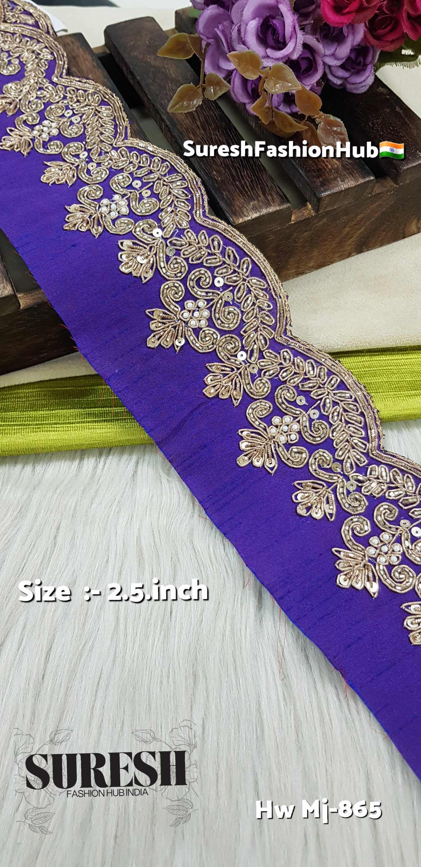 Jamli Floral Zardosi Scallop Border – Mj-865