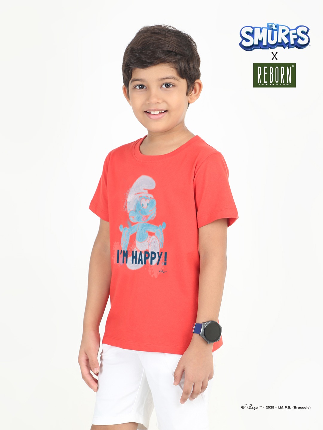 Boys 1 piece chest printed T-shirt- Red