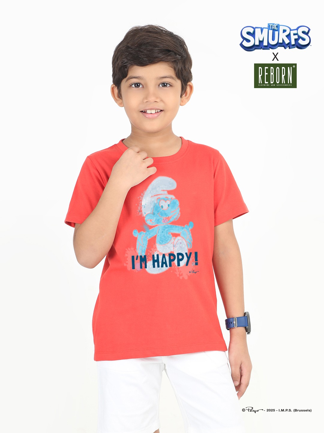 Boys 1 piece chest printed T-shirt- Red