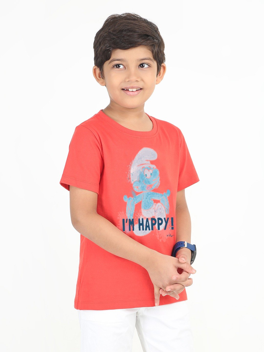 Boys 1 piece chest printed T-shirt- Red