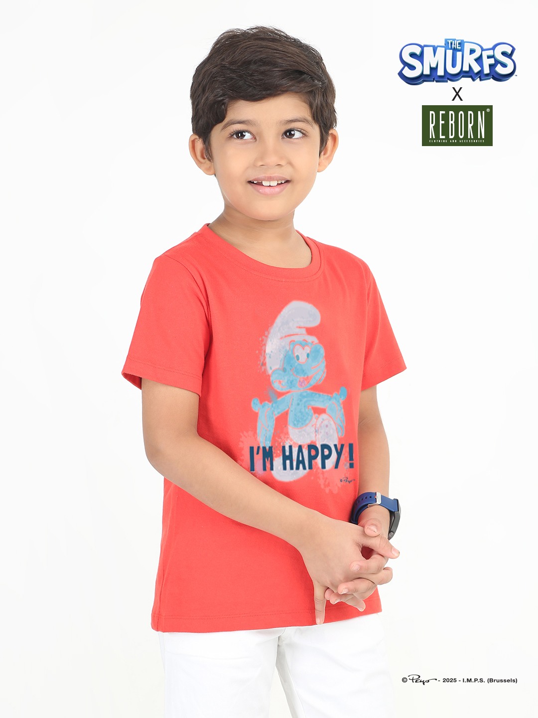 Boys 1 piece chest printed T-shirt- Red