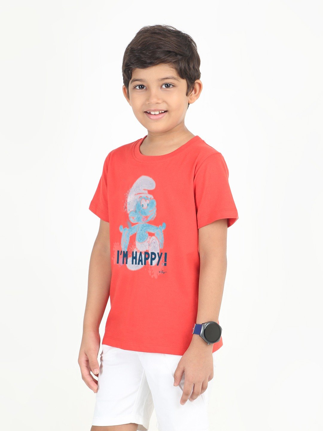 Boys 1 piece chest printed T-shirt- Red