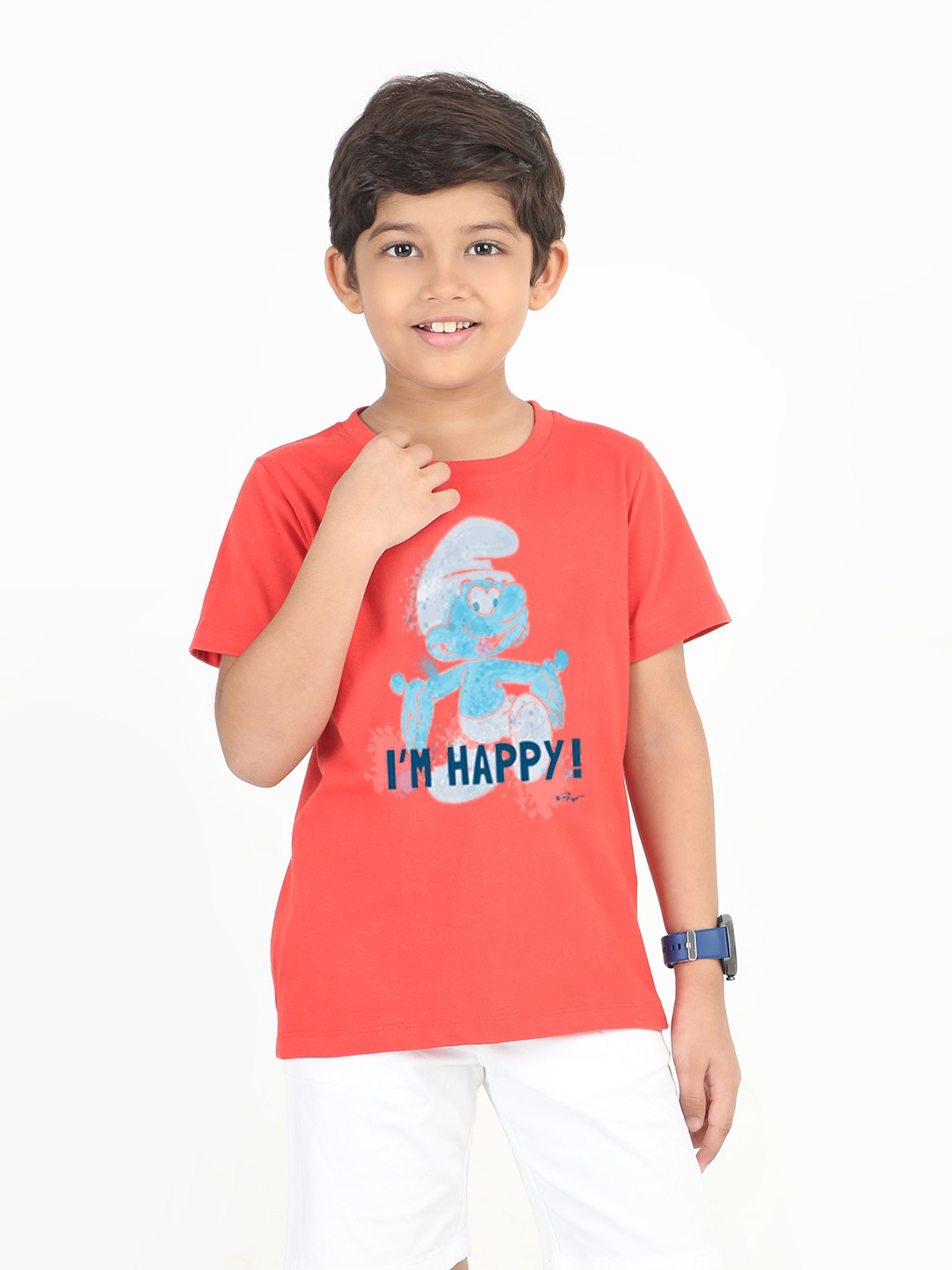 Boys 1 piece chest printed T-shirt- Red