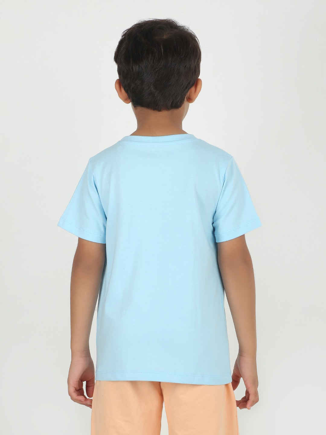 Boys 1 piece chest printed T-shirt- Sky Blue