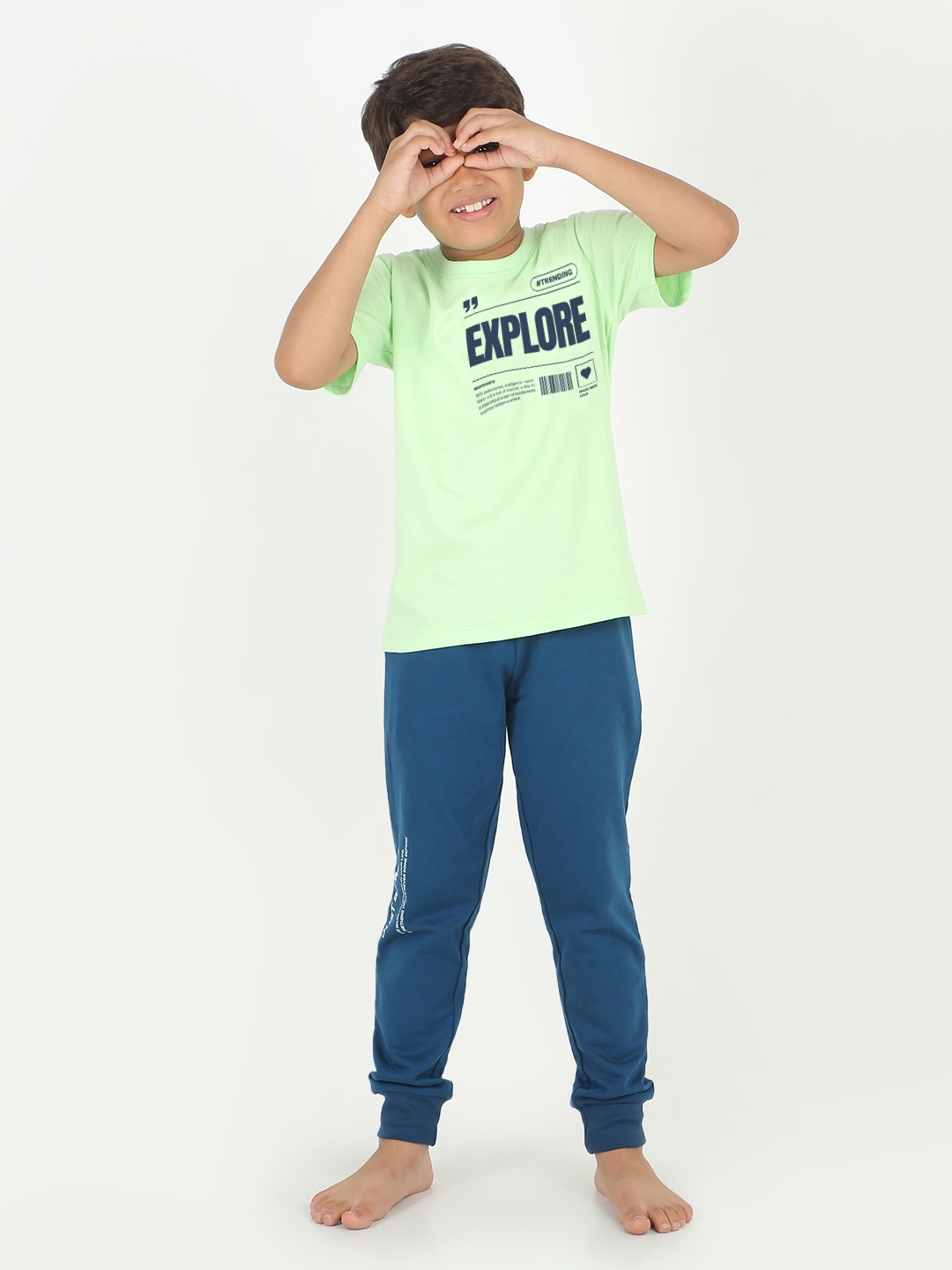 Boys 1 piece chest printed T-shirt- Pistachio Green