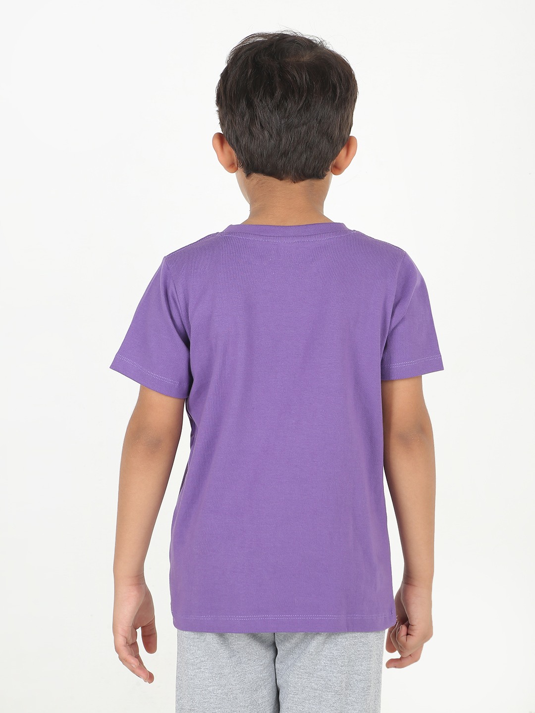 Boys 1 piece chest printed T-shirt- Purple Dark
