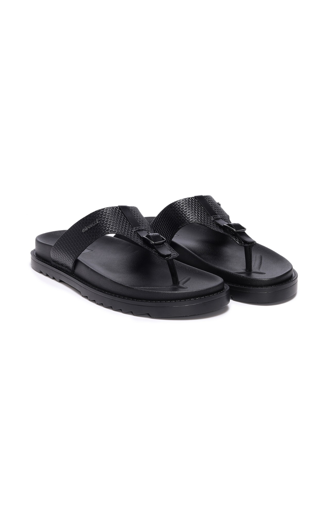 Men Black Comfort Thong Slippers