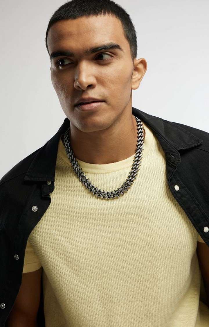 WRAPGAME INDIA | Unisex Iced Black Spike Cuban Link Chain