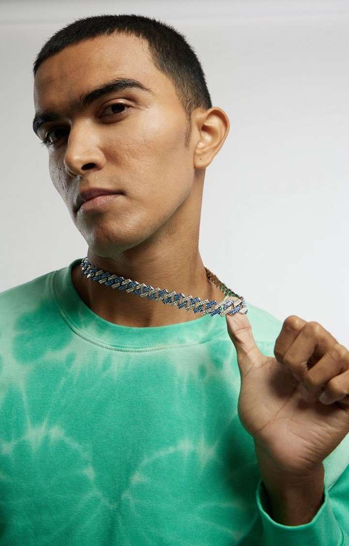 Unisex Iced Blue Cuban Link Chain