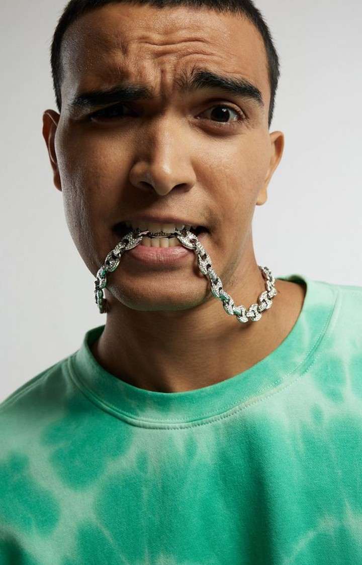 Unisex Silver Iced Mariner Chain