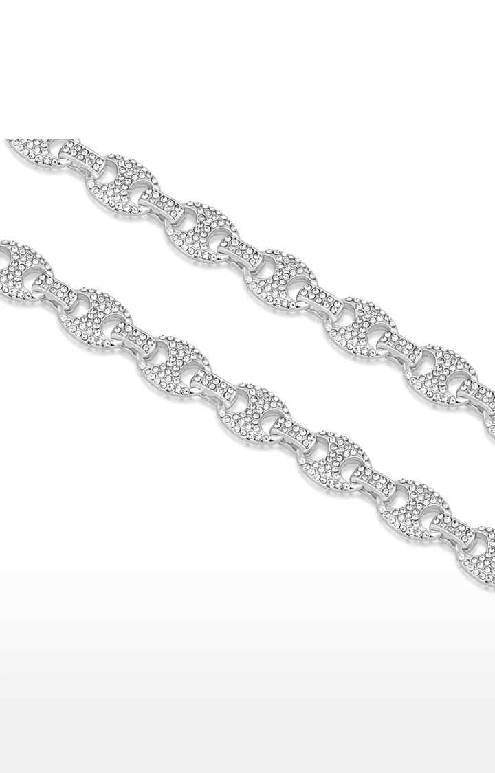 Unisex Silver Iced Mariner Chain