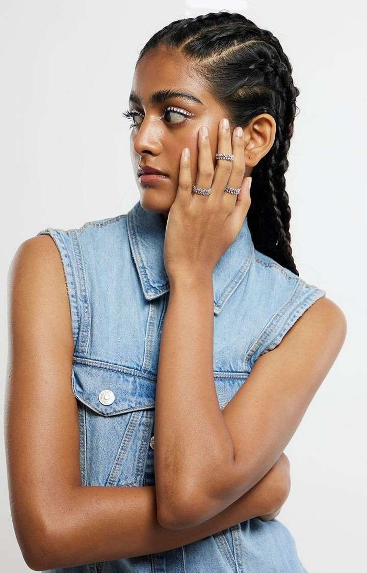 Unisex Silver Iced Olive Ring