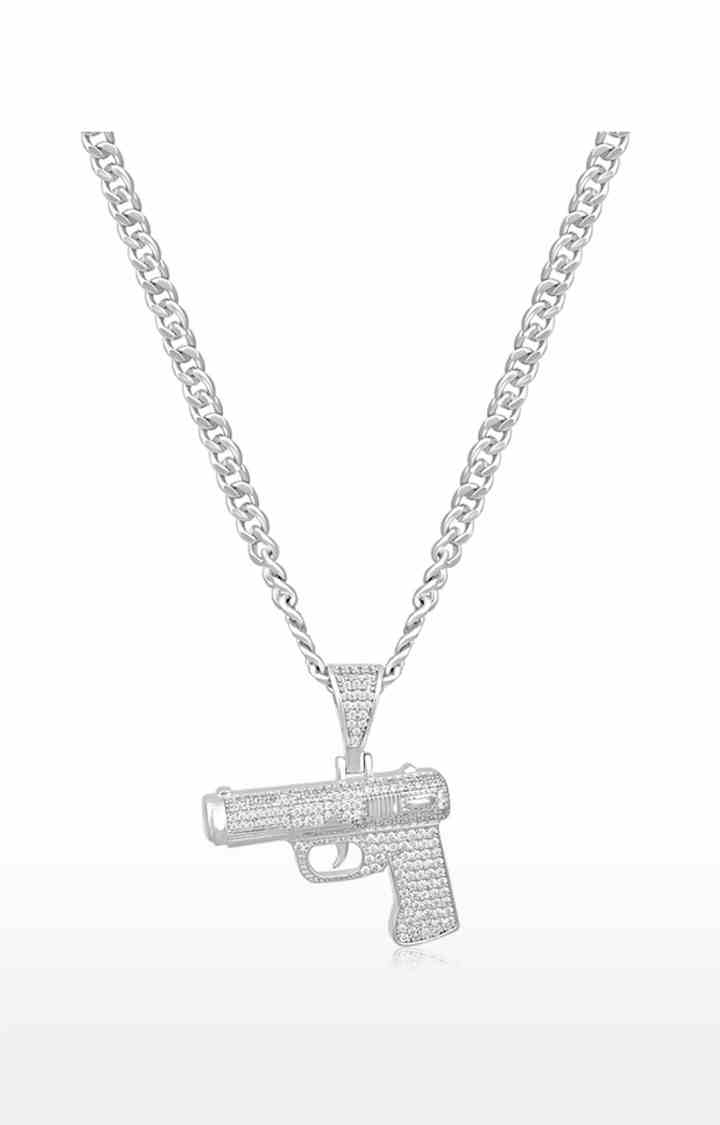 Unisex Silver Iced P92 Pendant