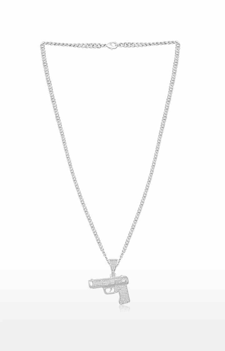 Unisex Silver Iced P92 Pendant