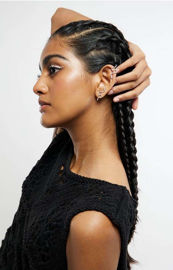 Unisex Silver Iced Sarpa Ear Cuffs