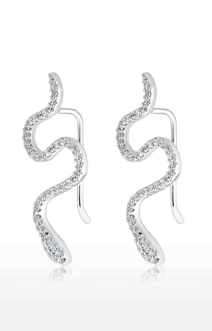 Unisex Silver Iced Sarpa Ear Cuffs