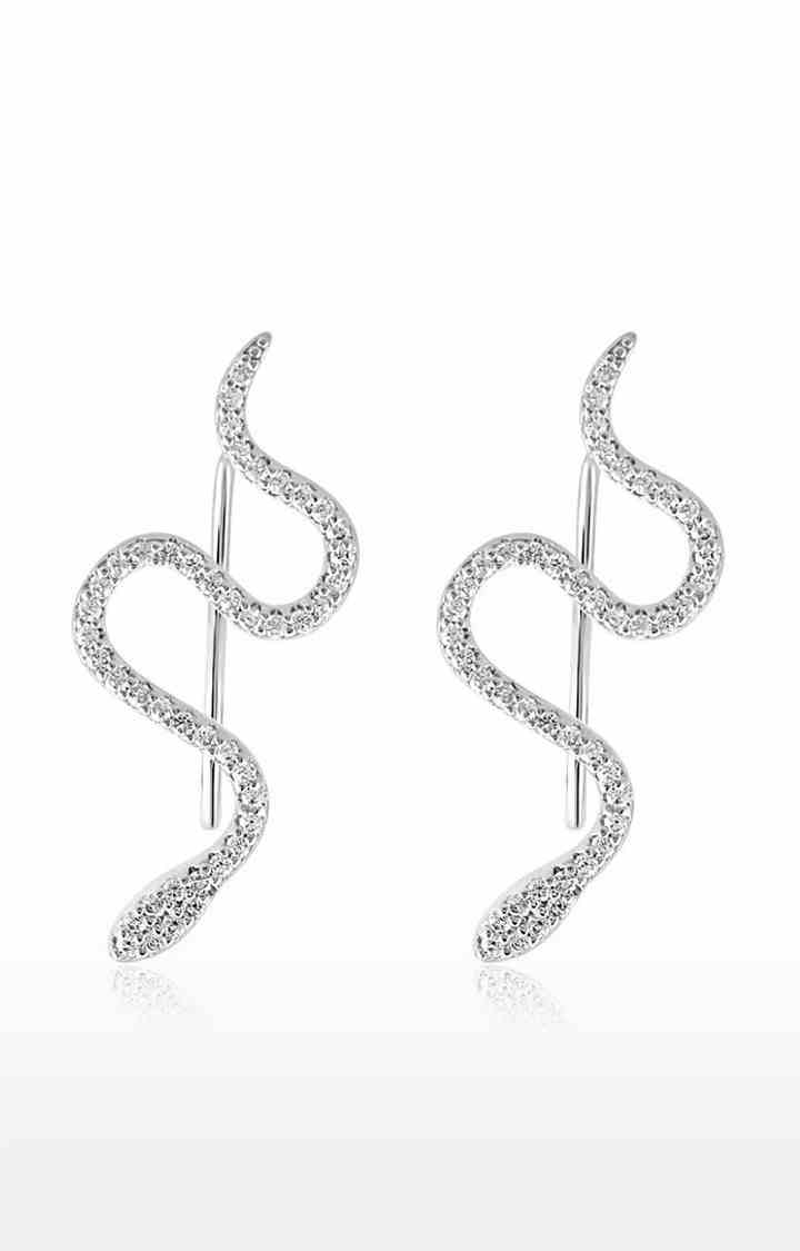 Unisex Silver Iced Sarpa Ear Cuffs