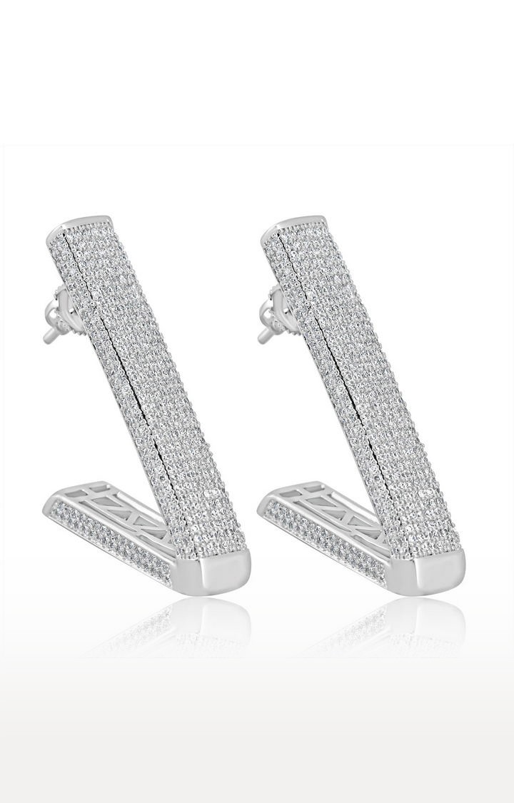 Unisex Silver Iced Zinger Earrings