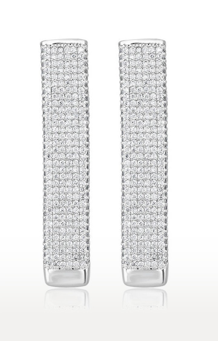 Unisex Silver Iced Zinger Earrings