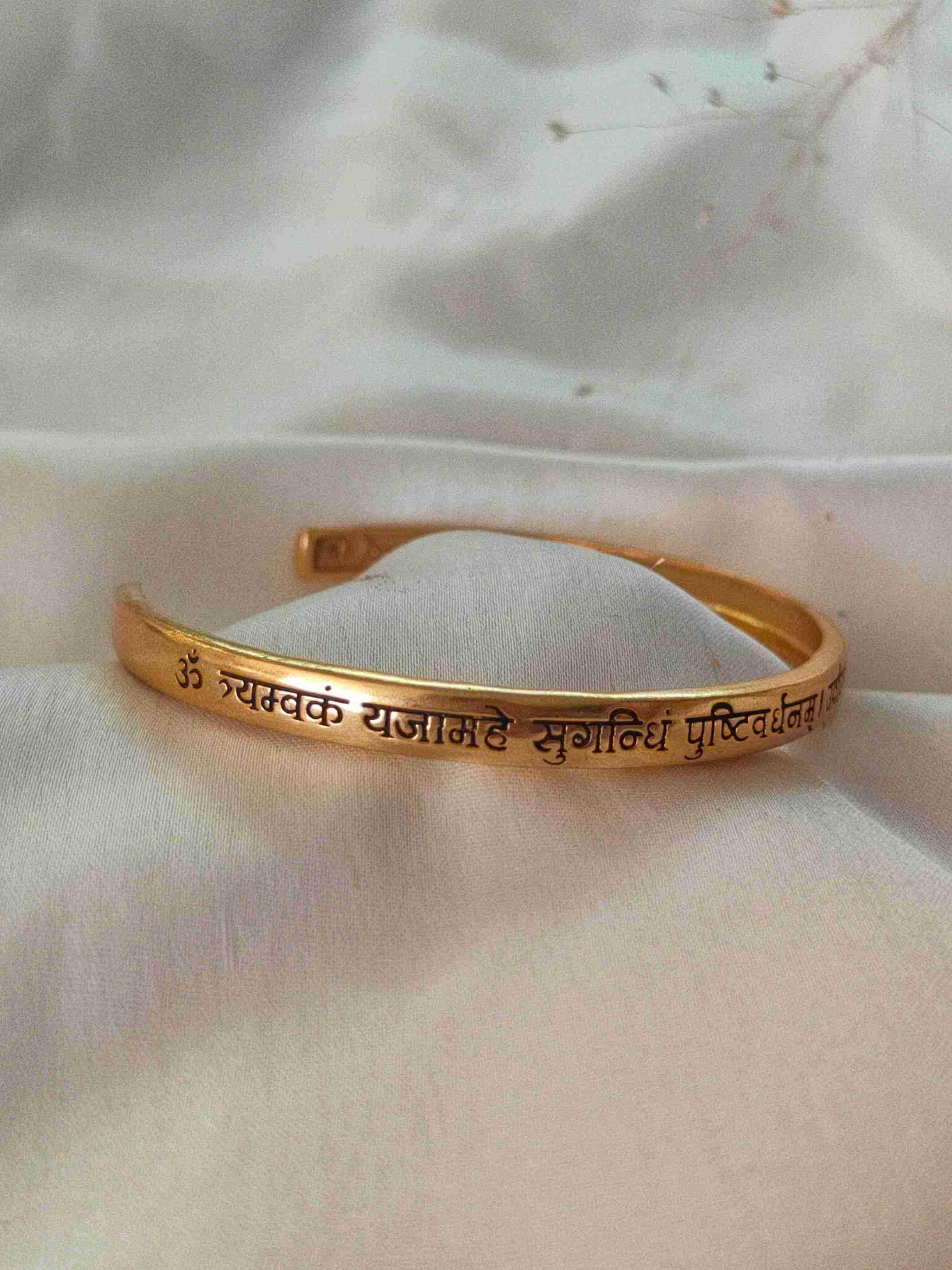 Mahamrityunjay mantra bangle 18k gold plated brass